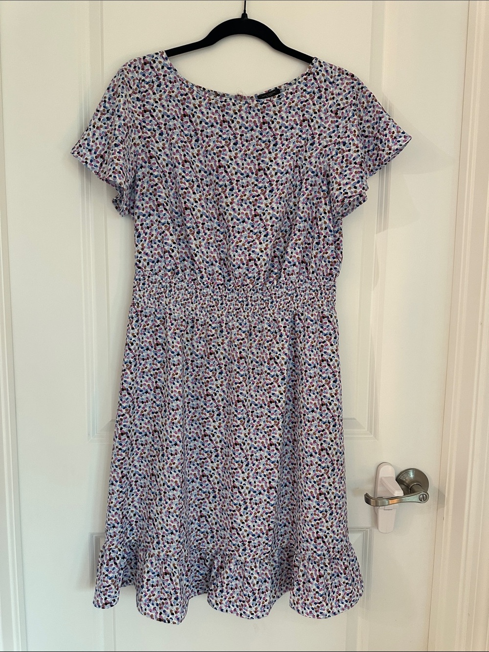 Ann Taylor Factory White Multi-Color Floral Midi Dress